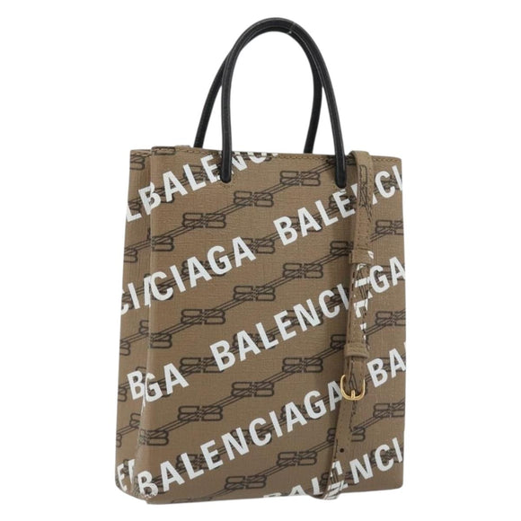 BALENCIAGA Large Shopping Hand Bag Leather 2way Brown Gold 693805 Auth mr2711A