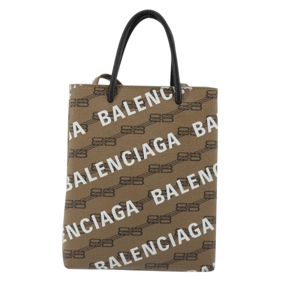 BALENCIAGA Large Shopping Hand Bag Leather 2way Brown Gold 693805 Auth mr2711A