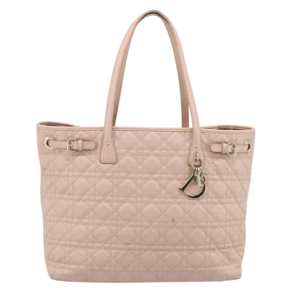 Christian Dior Canage Panarea Tote Bag Coated Canvas Pink Gold Auth mr2712