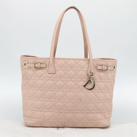 Christian Dior Canage Panarea Tote Bag Coated Canvas Pink Gold Auth mr2712