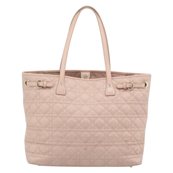 Christian Dior Canage Panarea Tote Bag Coated Canvas Pink Gold Auth mr2712
