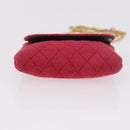 CHANEL Chain Pouch Cotton Pink Gold CC Auth mr2713-10