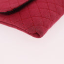 CHANEL Chain Pouch Cotton Pink Gold CC Auth mr2713-11