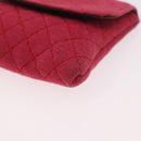 CHANEL Chain Pouch Cotton Pink Gold CC Auth mr2713-12