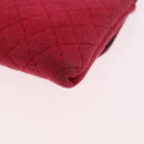 CHANEL Chain Pouch Cotton Pink Gold CC Auth mr2713-14