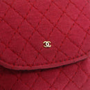 CHANEL Chain Pouch Cotton Pink Gold CC Auth mr2713-15