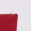 CHANEL Chain Pouch Cotton Pink Gold CC Auth mr2713-4