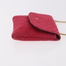 CHANEL Chain Pouch Cotton Pink Gold CC Auth mr2713-5