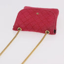 CHANEL Chain Pouch Cotton Pink Gold CC Auth mr2713-7