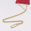 CHANEL Chain Pouch Cotton Pink Gold CC Auth mr2713-8