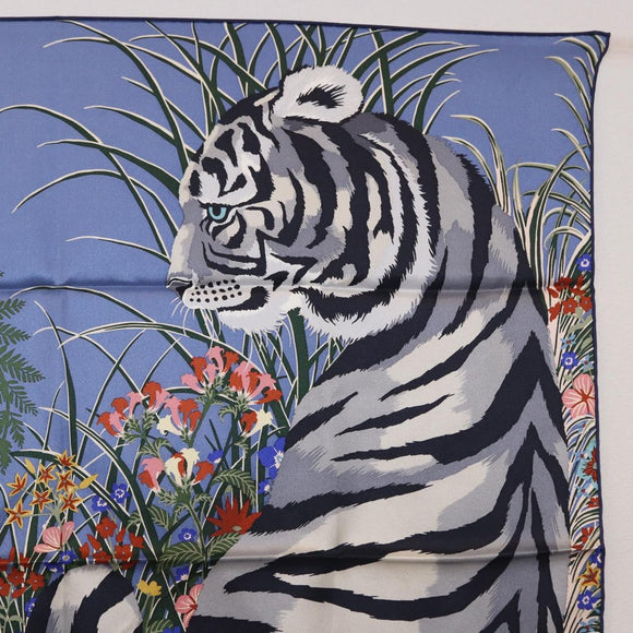 HERMES Carre 70 Scarf ""Tiger"" Silk Red Auth mr2714M