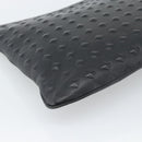 MCM Vicetos Logogram Clutch Bag Leather PVC Black Silver Auth mr2715-13