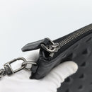 MCM Vicetos Logogram Clutch Bag Leather PVC Black Silver Auth mr2715-14