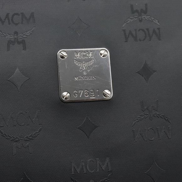 MCM Vicetos Logogram Clutch Bag Leather PVC Black Silver Auth mr2715