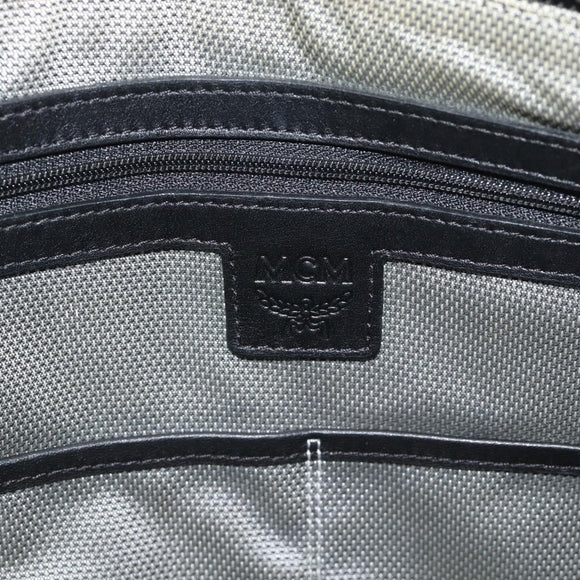 MCM Vicetos Logogram Clutch Bag Leather PVC Black Silver Auth mr2715