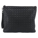 MCM Vicetos Logogram Clutch Bag Leather PVC Black Silver Auth mr2715-3