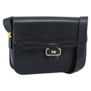 CELINE Shoulder Bag Leather Navy Gold Auth mr2716-1