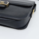 CELINE Shoulder Bag Leather Navy Gold Auth mr2716-10