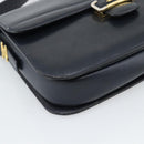 CELINE Shoulder Bag Leather Navy Gold Auth mr2716-11