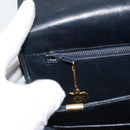CELINE Shoulder Bag Leather Navy Gold Auth mr2716-20