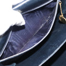 CELINE Shoulder Bag Leather Navy Gold Auth mr2716-21