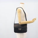 CELINE Shoulder Bag Leather Navy Gold Auth mr2716-23