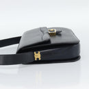 CELINE Shoulder Bag Leather Navy Gold Auth mr2716-4