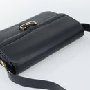 CELINE Shoulder Bag Leather Navy Gold Auth mr2716-6
