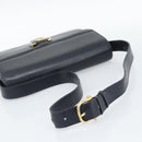 CELINE Shoulder Bag Leather Navy Gold Auth mr2716-7