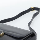 CELINE Shoulder Bag Leather Navy Gold Auth mr2716-8