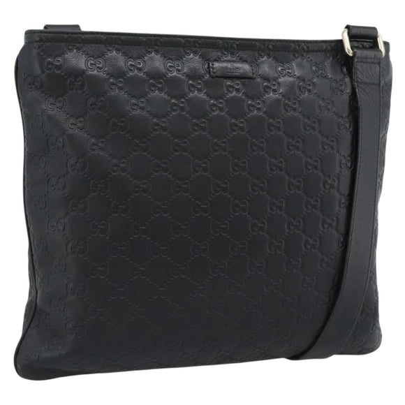 GUCCI GG Canvas Guccissima Shoulder Bag Leather Black Gold 201446 Auth mr2717