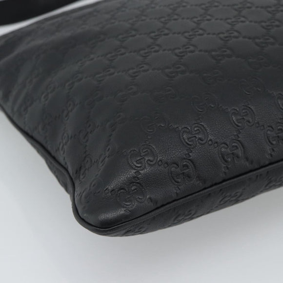 GUCCI GG Canvas Guccissima Shoulder Bag Leather Black Gold 201446 Auth mr2717