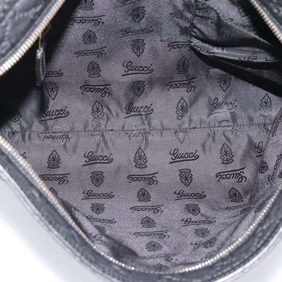 GUCCI GG Canvas Guccissima Shoulder Bag Leather Black Gold 201446 Auth mr2717