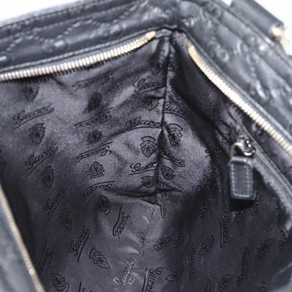 GUCCI GG Canvas Guccissima Shoulder Bag Leather Black Gold 201446 Auth mr2717