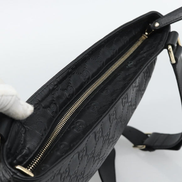 GUCCI GG Canvas Guccissima Shoulder Bag Leather Black Gold 201446 Auth mr2717