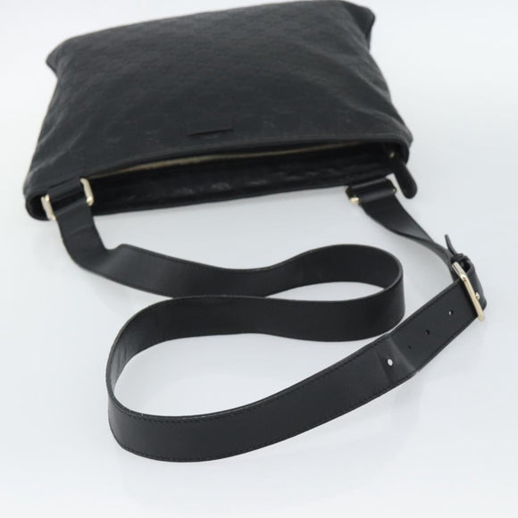 GUCCI GG Canvas Guccissima Shoulder Bag Leather Black Gold 201446 Auth mr2717
