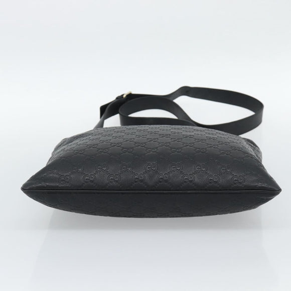 GUCCI GG Canvas Guccissima Shoulder Bag Leather Black Gold 201446 Auth mr2717