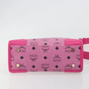 MCM Vicetos Logogram Hand Bag PVC Leather 2way Pink Gold Auth mr2718A-5