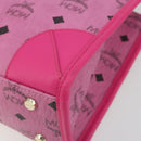 MCM Vicetos Logogram Hand Bag PVC Leather 2way Pink Gold Auth mr2718A-15