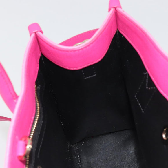 MCM Vicetos Logogram Hand Bag PVC Leather 2way Pink Gold Auth mr2718A