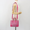 MCM Vicetos Logogram Hand Bag PVC Leather 2way Pink Gold Auth mr2718A-22