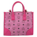MCM Vicetos Logogram Hand Bag PVC Leather 2way Pink Gold Auth mr2718A-13