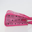 MCM Vicetos Logogram Hand Bag PVC Leather 2way Pink Gold Auth mr2718A-3