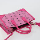 MCM Vicetos Logogram Hand Bag PVC Leather 2way Pink Gold Auth mr2718A-6