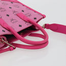 MCM Vicetos Logogram Hand Bag PVC Leather 2way Pink Gold Auth mr2718A-7