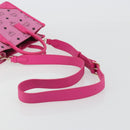MCM Vicetos Logogram Hand Bag PVC Leather 2way Pink Gold Auth mr2718A-9