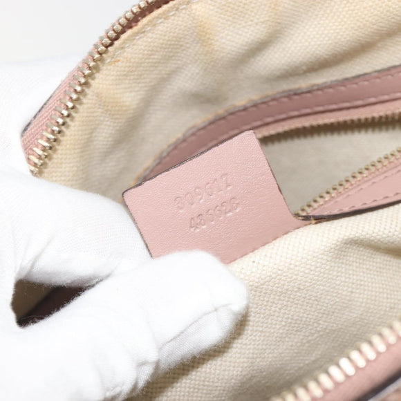 GUCCI Micro GG Canvas Guccissima Bag Patent Leather 2way Pink Beige Auth mr2719
