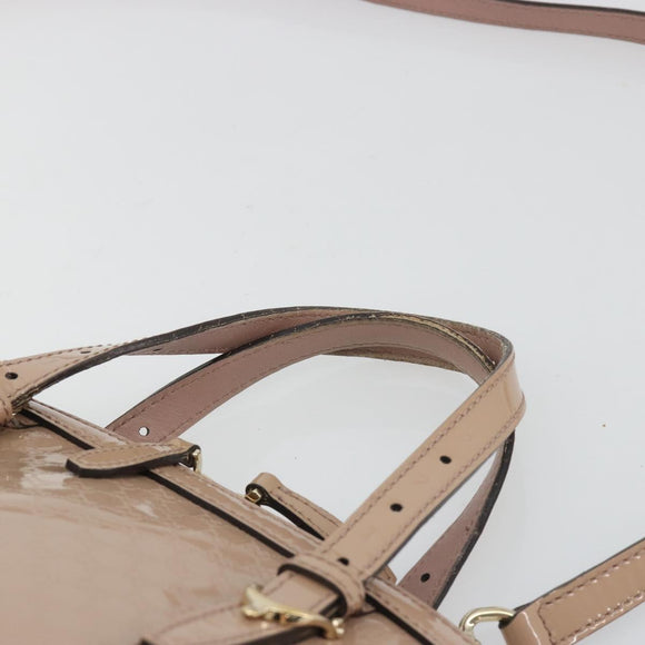GUCCI Micro GG Canvas Guccissima Bag Patent Leather 2way Pink Beige Auth mr2719