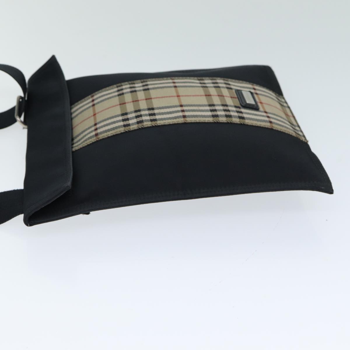 BURBERRY Nova Check Shoulder Bag Nylon Beige Black Auth mr272