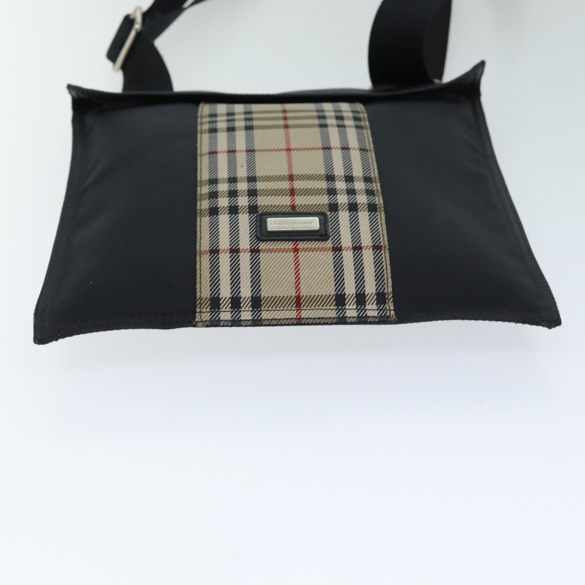 BURBERRY Nova Check Shoulder Bag Nylon Beige Black Auth mr272